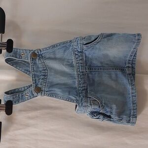 Old Navy Infant Girl Ruffled Denim Overall Dress. Size 3-6 Mos